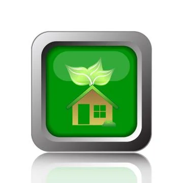 Eco house icon. Internet button on black background.. Ilustración de archivo