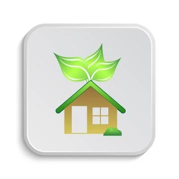 Eco house icon. Internet button on white background.. Ilustración de archivo
