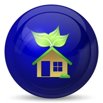 Eco house icon. Internet button on white background.. Ilustración de archivo