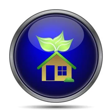 Eco house icon. Internet button on white background.. Ilustración de archivo