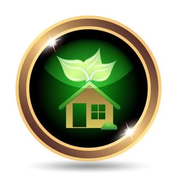 Eco house icon. Internet button on white background.. Ilustración de archivo