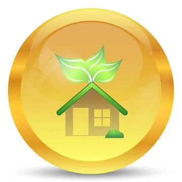 Eco house icon. Internet button on white background.. Ilustración de archivo