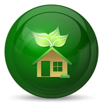 Eco house icon. Internet button on white background.. Ilustración de archivo