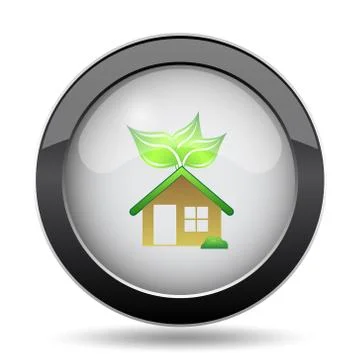 Eco house icon. Internet button on white background.. Ilustración de archivo