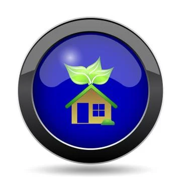Eco house icon. Internet button on white background.. Ilustración de archivo