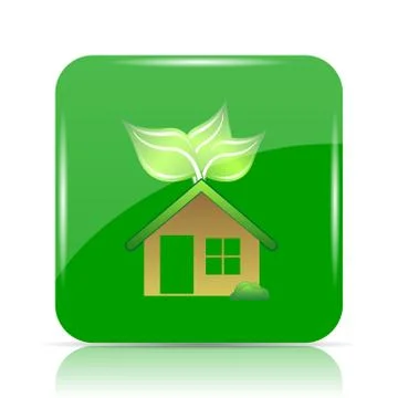 Eco house icon. Internet button on white background.. Ilustración de archivo