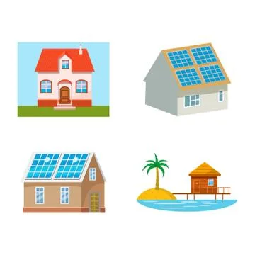 Eco house icon set, cartoon style Ilustración de archivo
