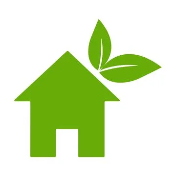 Eco house icon vector environment home with green leaves sign for graphic d.. Stock Illustration