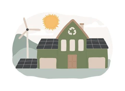 Eco house isolated concept vector illustration. Illustrazione stock