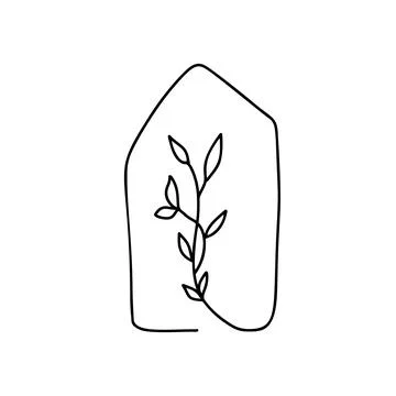 Eco House leaf logo. Simple Calligraphy nature Vector bio Icon. Estate Arch.. 스톡 일러스트
