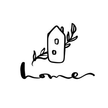 Eco House leaf. Simple Calligraphy nature Vector bio Icon. Estate Architecture Ilustración de archivo