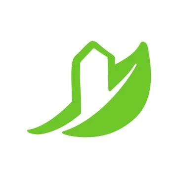 Eco House leaf. Simple Calligraphy nature Vector bio Icon. Estate Architecture Illustrazione stock