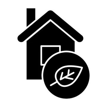 Eco house solid icon. Home with leaf vector illustration isolated on white Stock Illustration