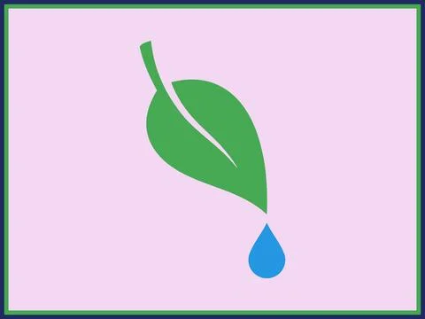 Eco Hydration Concept Green Leaf Dropping Blue Water Drop Ilustración de archivo