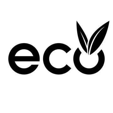 Eco Icon with Black Lowercase Letters and V Shaped Leaves Stock Illustration