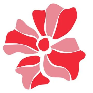 Eco icon bright red flower flat Stock Illustration