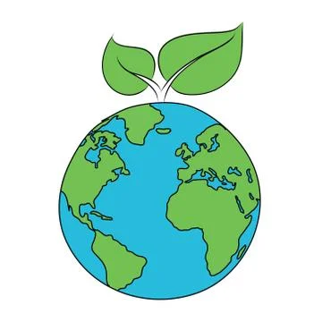 Eco icon of a leaf on a planet Stock Illustration