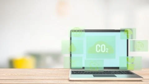 The eco icon on Notebook for Environmental technology 3d rendering Stock Illustration