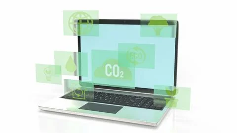 The eco icon on Notebook for Environmental technology 3d rendering Stock Illustration