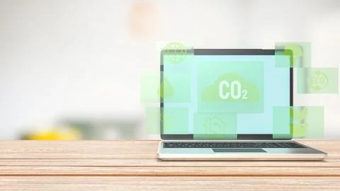 The eco icon on Notebook for Environmental technology 3d rendering Stock Illustration