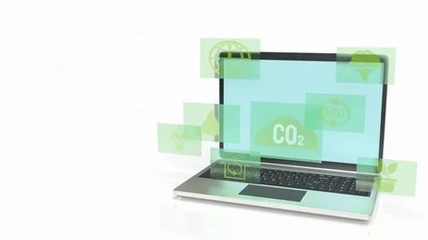 The eco icon on Notebook for Environmental technology 3d rendering Stock Illustration