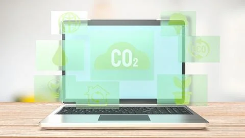 The eco icon on Notebook for Environmental technology 3d rendering Stock Illustration