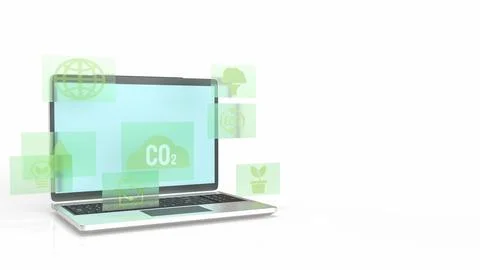 The eco icon on Notebook for Environmental technology 3d rendering Stock Illustration