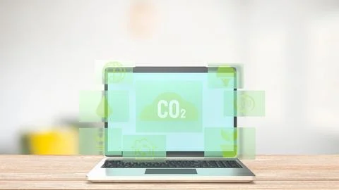 The eco icon on Notebook for Environmental technology 3d rendering Stock Illustration