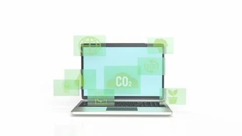 The eco icon on Notebook for Environmental technology 3d rendering Stock Illustration