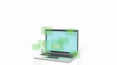The eco icon on Notebook for Environmental technology 3d rendering Stock Illustration