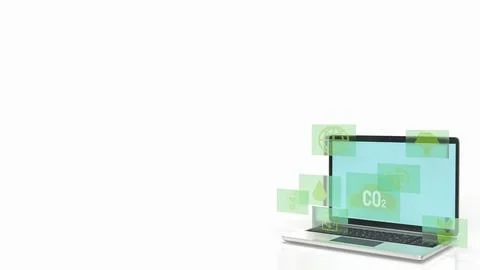 The eco icon on Notebook for Environmental technology 3d rendering Stock Illustration