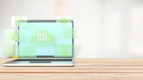 The eco icon on Notebook for Environmental technology 3d rendering Stock Illustration