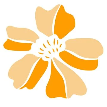 Eco icon orange flower flat Stock Illustration