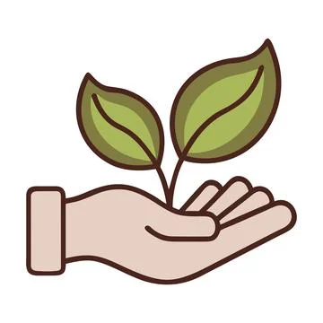 Eco Icon Vector. Hand Holding Young Plant Illustration, Stock Illustration