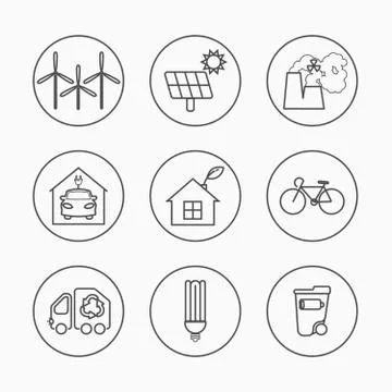 Eco icons vector set. Thin line ecological signs for infographic, website or  Stock Illustration
