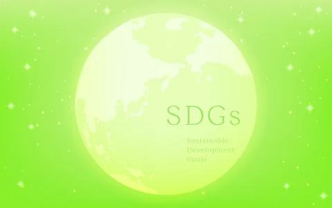 Eco-image of SDGs, glowing earth and SDGs text, shining green background with Stock Illustration