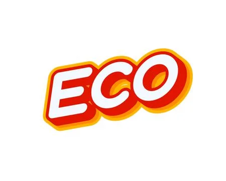 Eco isolated on white colourful text effect design vector. Text or inscriptio Illustrazione stock