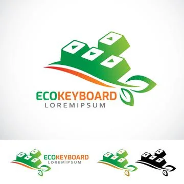 Eco Keyboard Logo Design Template Stock Illustration
