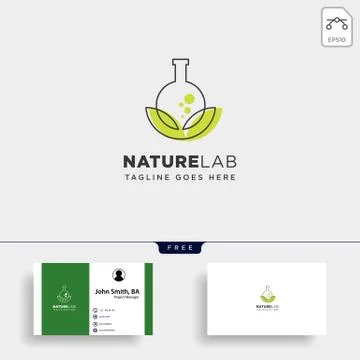 Eco lab nature leaf simple line logo template vector illustration icon elemen Stock Illustration