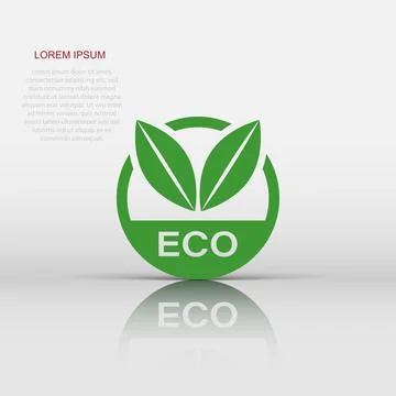 Eco label badge vector icon in flat style. Organic product stamp illustrati.. Stock Illustration