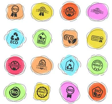 Eco label icon set Stock Illustration