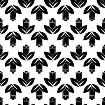 Eco leaf battery pattern seamless vector Illustrazione stock