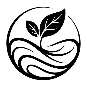 Eco Leaf Circle Logo Black Nature Sustainability Icon Isolated Stock Illustration