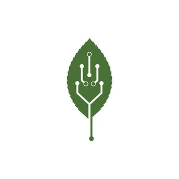 Eco leaf circuit tech  vector icon Illustrazione stock