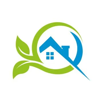 Eco leaf House Logo Design Real Estate logo Roof Construction logo design vector Stock Illustration