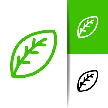 Eco Leaf Icon Simple Vector Stock Illustration