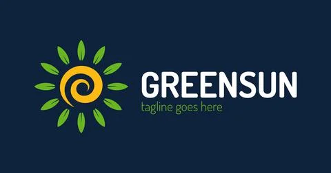 Eco leaf Sun Logo Design Vector Template. Eco Sun Logo Template Design Vector Stock Illustration
