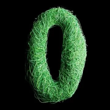 Eco Letter Zero Made of Green Grass Fibers Stock Illustration