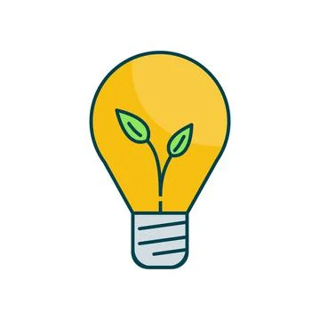 Eco light bulb friendly vector illustration. Outline style icon. Technology and Illustrazione stock