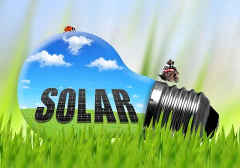 Eco light bulb in grass. Stock Illustration